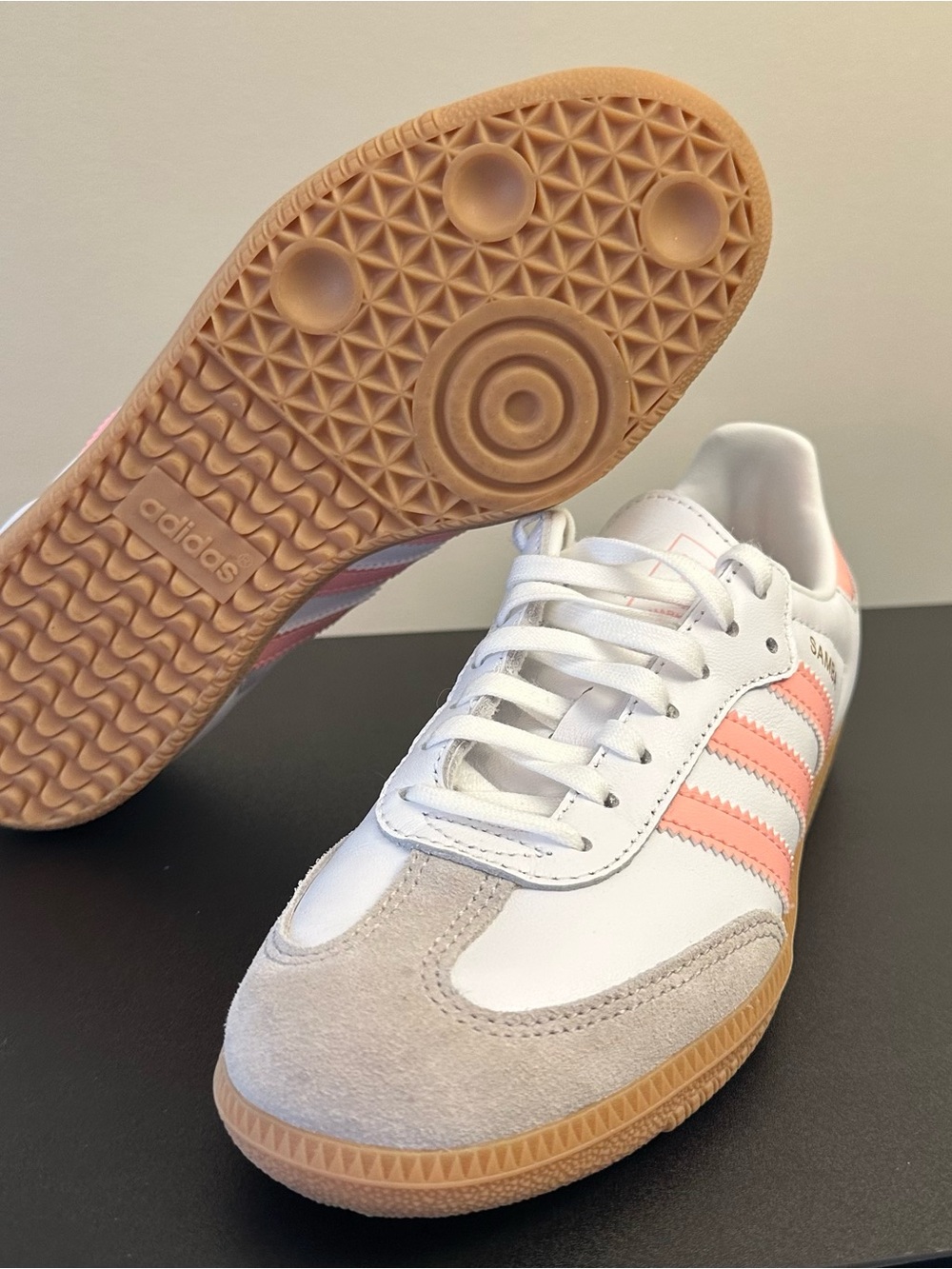adidas Kids Samba Sneakers - White & Pink size 4 - Picture 6 of 9